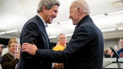 Biden and Kerry shake hands