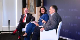 Mick Mulvaney, Amna Nawaz, and Ron Klain visited SIPA's Insitute of Global Politics.