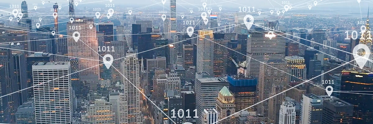 City Skyline with location marks