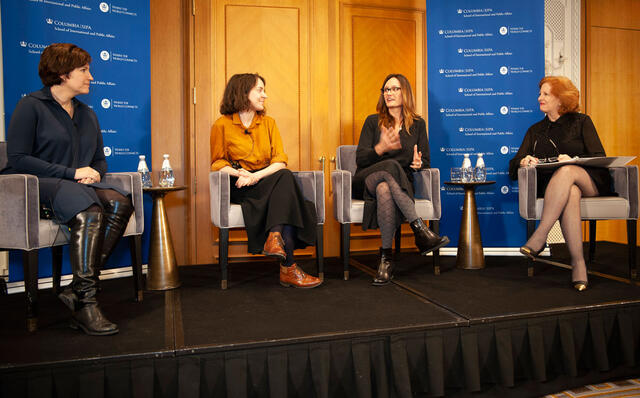 Susan Glasser of the New Yorker, Soumaya Keynes of the Economist, and Rachel Martin MIA ’04 of NPR joined Dean Merit E. Janow to discuss “Reporting from Washington.” 